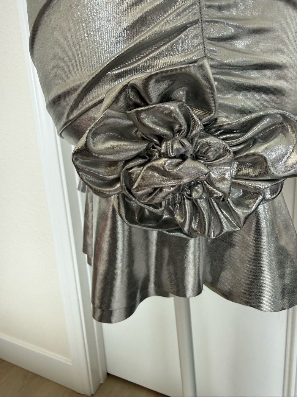Theme Silver Shimmery Spaghetti-Strap Party Dress NWT Girls Size Lg - Picture 6 of 6